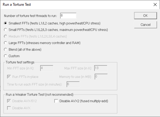 Test 1 Parameters