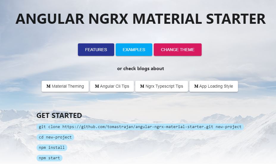 Angular NgRx Material Starter default Hello World